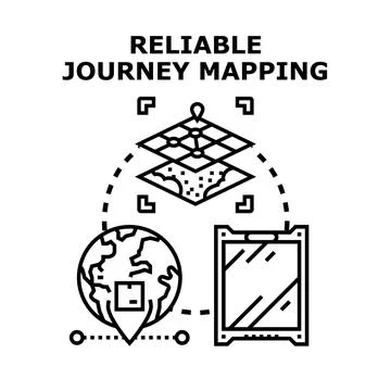Reliable journey mapping concept with global delivery analytics Stock Illustration