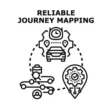Reliable journey mapping process and customer experience Stock Illustration