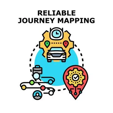 Reliable journey mapping process and customer experience Stock Illustration