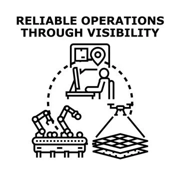 Reliable operations through visibility managing manufacturing and logistics Stock Illustration