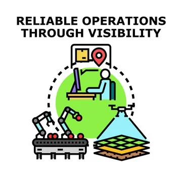 Reliable operations through visibility managing manufacturing and logistics Stock Illustration
