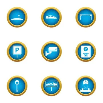 Reliable parking icons set, flat style Ilustración de archivo