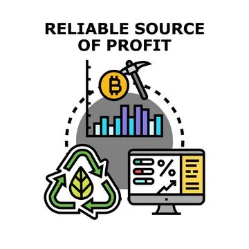 Reliable source of profit from digital cryptocurrency mining and sustainabl.. Stock Illustration