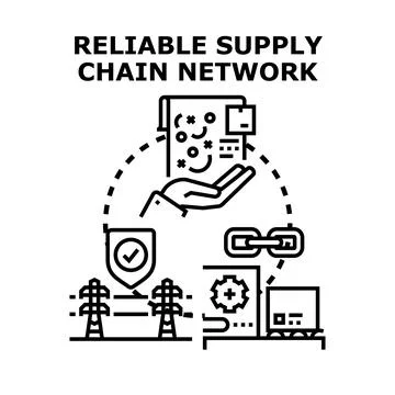 Reliable supply chain network management logistics concept Stock Illustration