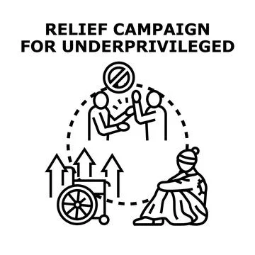 Relief campaign helping underprivileged people and disabled Stock Illustration