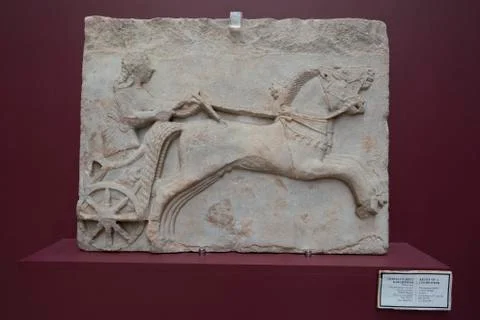 Relief of a charioteer. Stock Photos