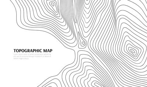 Relief contour topographic map grid background Stock Illustration