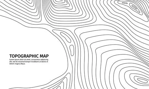 Relief contour topographic map, vector layout Illustrazione stock