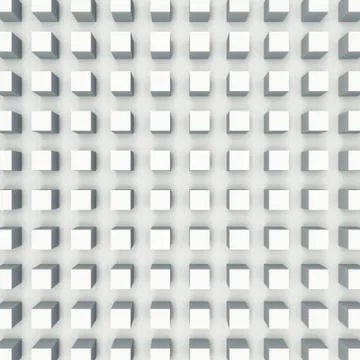 Relief cubes pattern on white wall, 3d illustration Stock Illustration