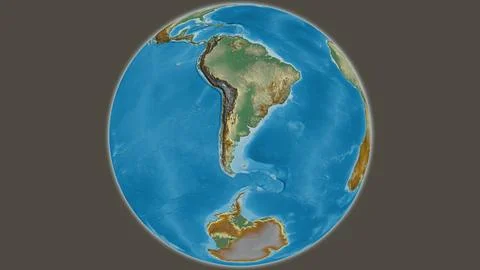 Relief globe map centered on Argentina 스톡 일러스트
