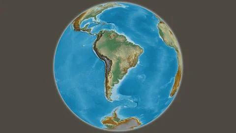 Relief globe map centered on Paraguay 스톡 일러스트