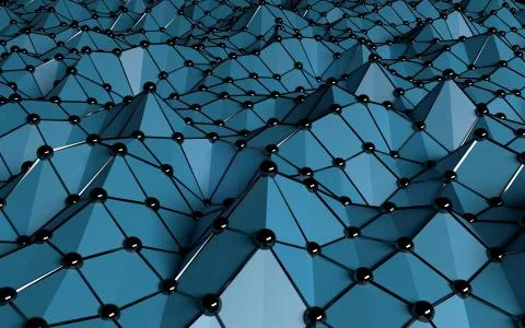 Relief, grid, acute-angled, geometric, connections, 3d, rendering Stock Illustration