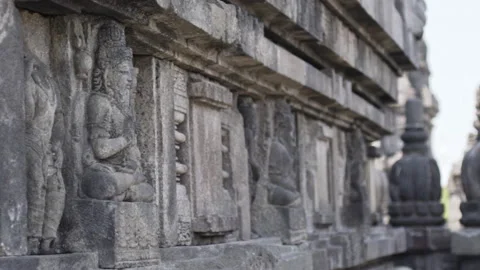 Relief at Hindu temple Prambanan, Java, Indonesia Stock Footage 151795509