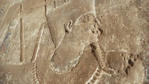 A Relief Image Of A Pharaoh On The Stele Of An Ancient Egyptian Temple Stock Footage 226332072