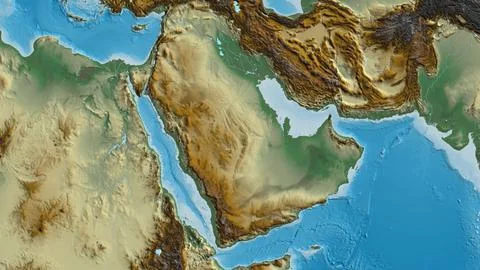 Relief map centered on Saudi Arabia neighborhood area Stock Illustration