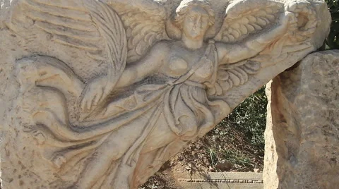 Relief of Nike in Ephesus Stock Footage 42151613