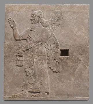 Relief panel ca. 883859 B.C. Assyrian This panel from the Northwest Palace .. Stock Photos