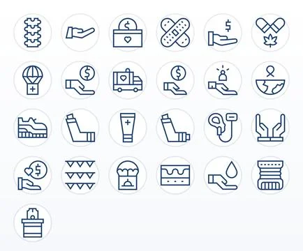 Relief Professional Vector Set with 25 Regular Line Pixel Optimized 128x128.. Stock Illustration