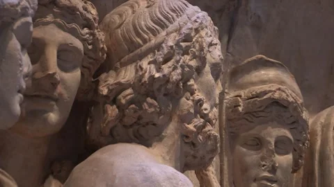 Relief Sculpture, Olympic Deities, Ashmolean Musuem, Oxford University, UK Stock Footage 325523608