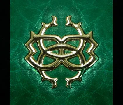 Relief symbol in leather texture 스톡 사진