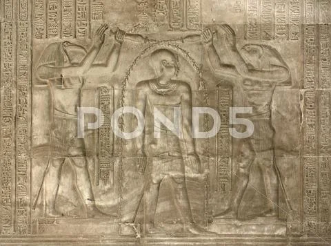 Relief at the temple of kom ombo Stock Photos