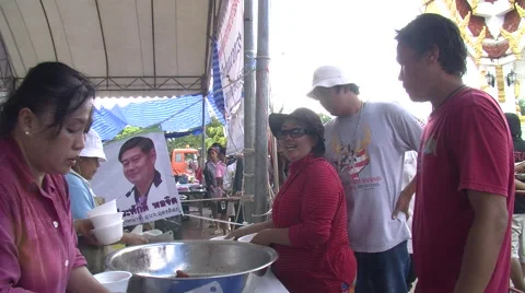 Relief Workers Emergency Help Food Water Disaster Flood Refugees Bangkok 2011 Stock Footage 63203680