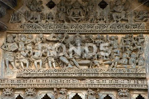 Reliefs Chennakeshava Temple Complex Belur Karnataka India Reliefs