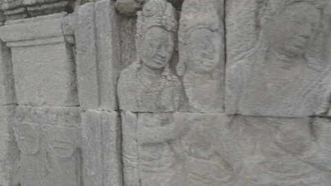 Reliefs panel Details on Borobudur Temple, stone carving, Log Profile Video Stock Footage 325336569