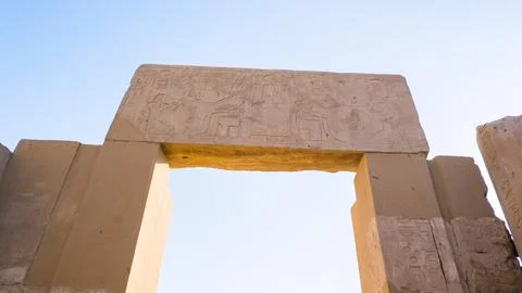 Reliefs on the wall at Karnak Temple Complex, Luxor, Egypt. Stock Photos