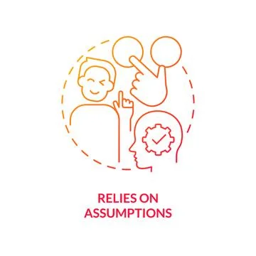 Relies on assumptions red gradient concept icon Stock Illustration