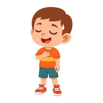 Relieved Expression of Flat Boy Character Stock Illustration