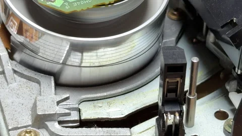 Relieved VCR Mechanism Ejects Tape Creating A Rhythmic Mechanical Clatter Stock Footage 328694460