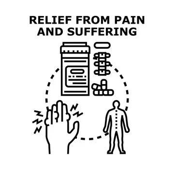 Relieving pain and suffering using therapeutic medication Stock Illustration