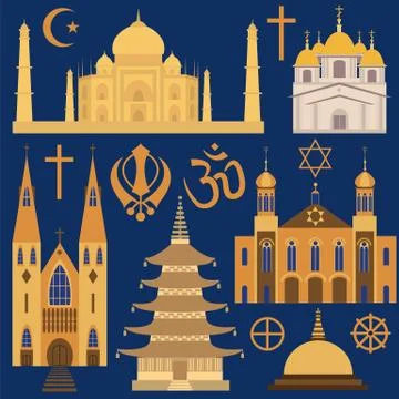Religion icon set Stock Illustration