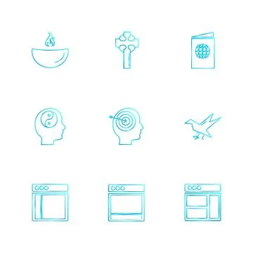 Religion , networks , user interface , web , eps icons set vector Ilustración de archivo
