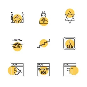 Religion , networks , user interface , web , eps icons set vector Illustrazione stock