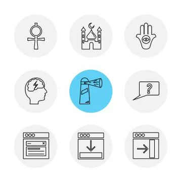 Religion , networks , user interface , web , eps icons set vector Illustrazione stock