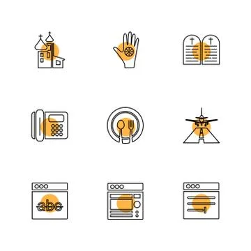 Religion , networks , user interface , web , eps icons set vector Ilustración de archivo