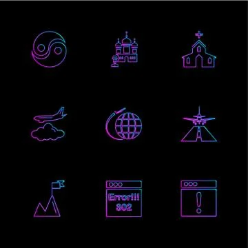 Religion , networks , user interface , web , eps icons set vector Stock Illustration