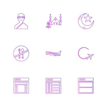 Religion , networks , user interface , web , eps icons set vector Stock Illustration