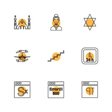 Religion , networks , user interface , web , eps icons set vector Stock Illustration