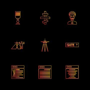 Religion , networks , user interface , web , eps icons set vector Stock Illustration