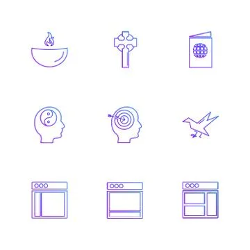 Religion , networks , user interface , web , eps icons set vector Stock Illustration