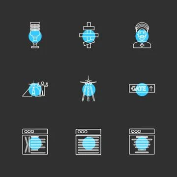 Religion , networks , user interface , web , eps icons set vector Stock Illustration