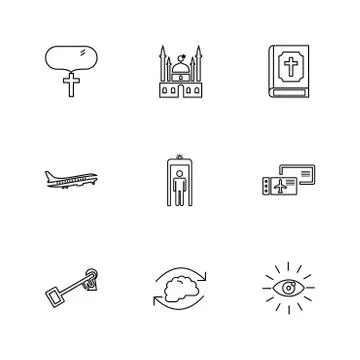 Religion , networks , user interface , web , eps icons set vector 스톡 일러스트