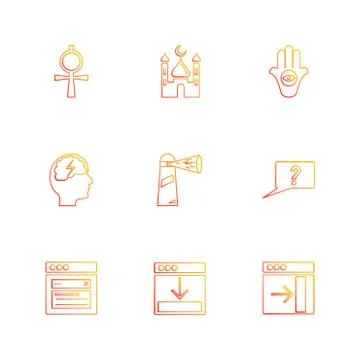 Religion , networks , user interface , web , eps icons set vector Illustrazione stock