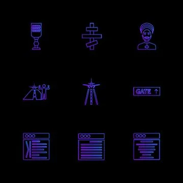 Religion , networks , user interface , web , eps icons set vector Stock Illustration