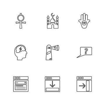 Religion , networks , user interface , web , eps icons set vector Illustrazione stock