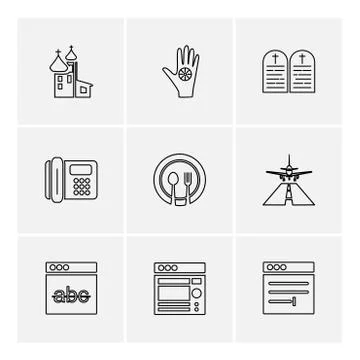 Religion , networks , user interface , web , eps icons set vector Stock Illustration