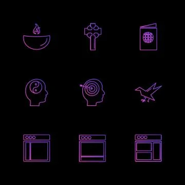 Religion , networks , user interface , web , eps icons set vector Stock Illustration